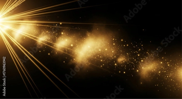 Obraz Golden ray burst forth against a dark background, a visually striking abstract design, full of luminosity and dynamism. vector illustration