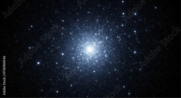 Obraz An awe-inspiring glimpse into the cosmos reveals a radiant cluster of stars, illuminating the vastness of space with ethereal brilliance. vector illustration