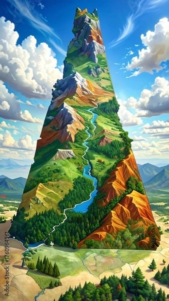 Fototapeta Giant, layered mountain, vibrant landscape