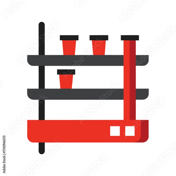 Obraz Red and gray laboratory rack with test tubes science