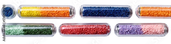 Fototapeta Colorful granular material in sealed containers