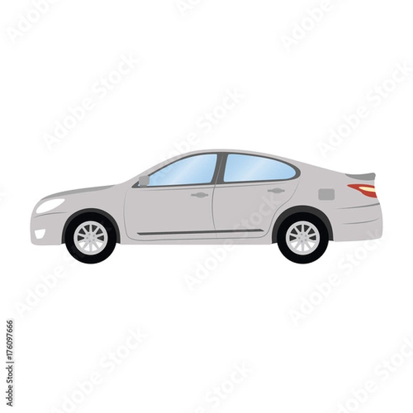 Fototapeta 1643410 Car vector template on white background. Business sedan isolated. grey sedan flat style. side view