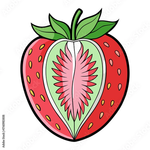 Obraz Sliced Strawberry Line Art