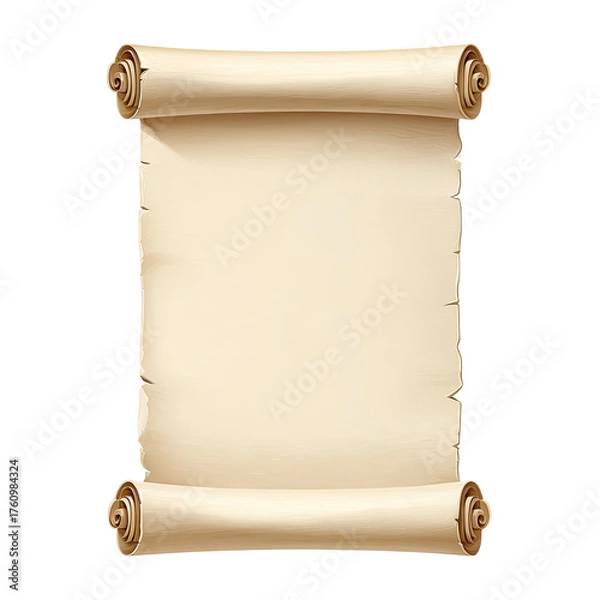 Obraz Empty antique scroll of parchment.  Cream-colored, rolled paper,  detailed.  Classic, vintage style