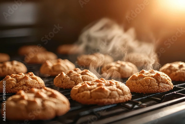 Fototapeta Baking warmth of christmas cookies home kitchen food photography cozy atmosphere close-up view holiday tradition