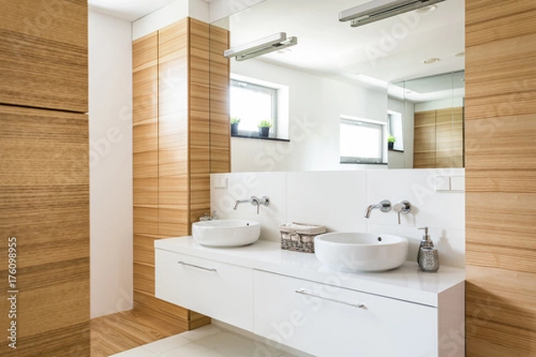 Fototapeta Wood in bathroom design