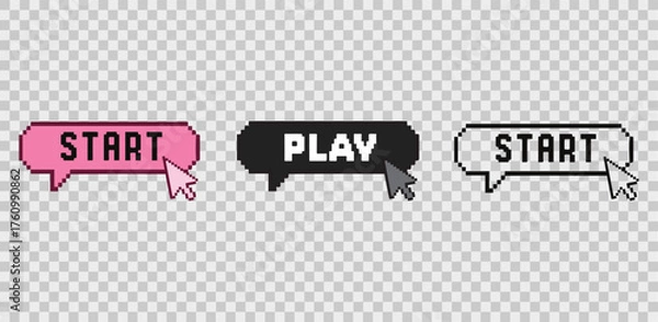 Obraz Start game editable text effect style vector, Button for start games beginning vector design