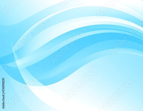 Fototapeta Abstract blue and white flowing wave design, soft and ethereal feel
