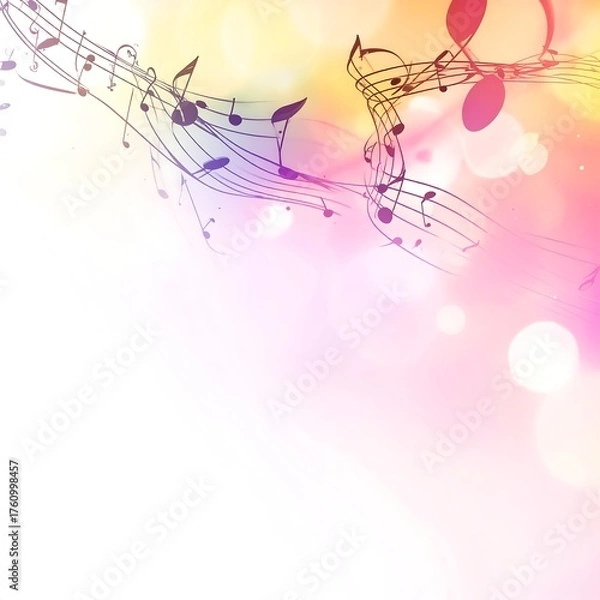 Fototapeta Abstract image featuring musical notes and bokeh effects