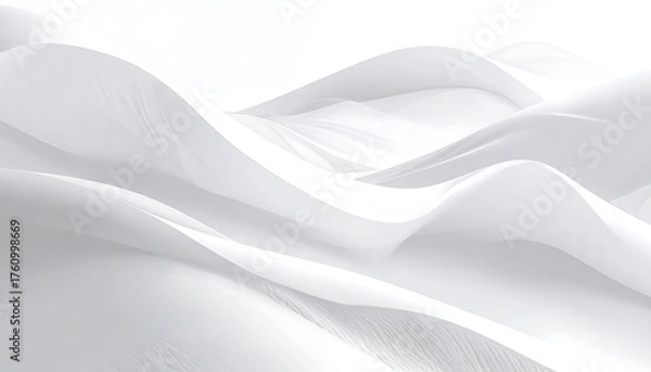 Fototapeta Abstract white landscape of flowing, smooth, wave-like forms