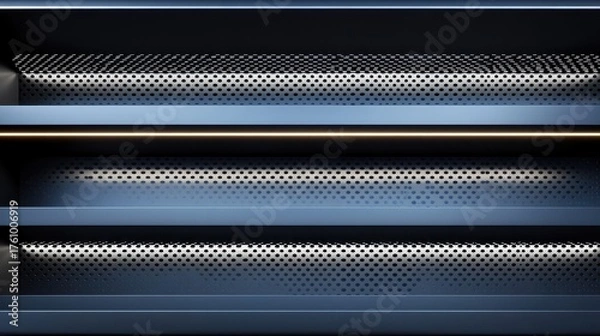 Obraz Perforated Metal Display Shelf with Geometric Design