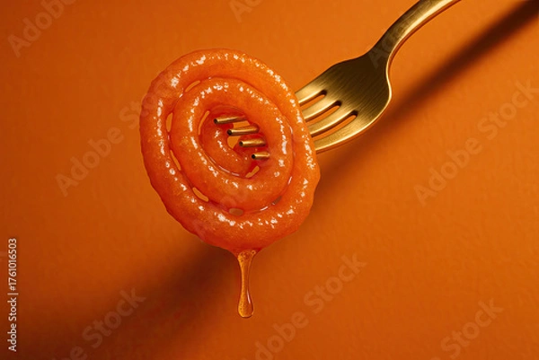 Fototapeta Indian Sweet – Kaju Katli Stack with Silver fork