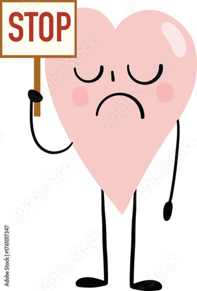 Fototapeta illustration of heart cute cartoon show -Stop- sign png file