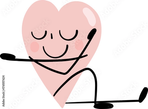 Fototapeta illustration of heart cute cartoon twisting sage pose vector