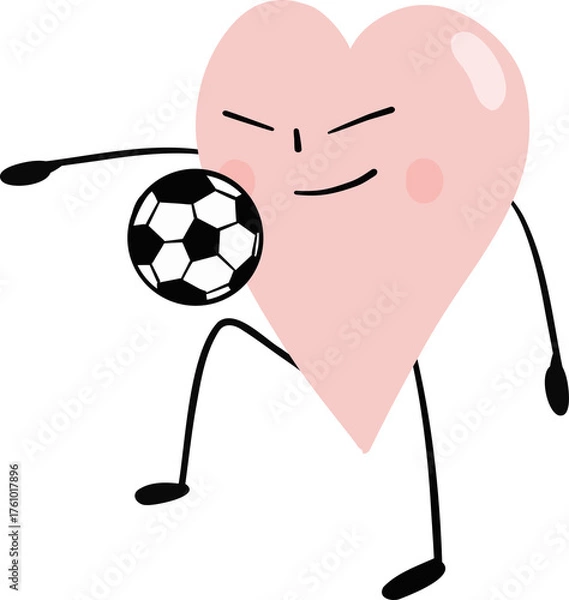 Fototapeta illustration of heart cute cartoon bouncing the football with the knee png file