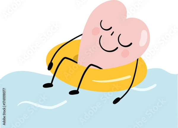 Fototapeta illustration of heart cute cartoon floting on sea png file