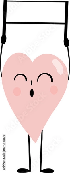 Fototapeta illustration of heart cute cartoon hold 1 flag with both hands vector