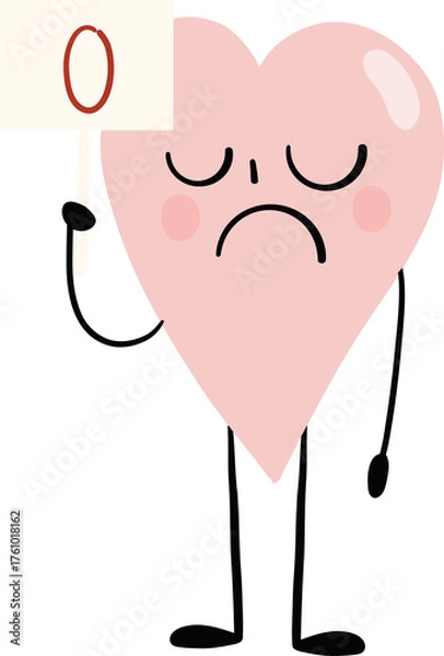 Fototapeta illustration of heart cute cartoon hold the 0 point sign vector