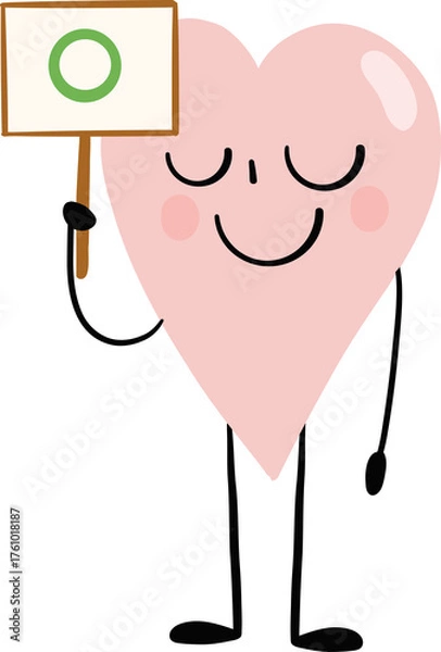 Fototapeta illustration of heart cute cartoon hold correct sign png file