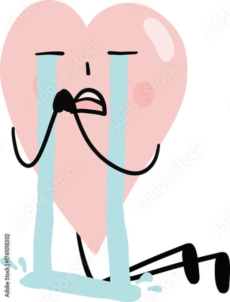 Fototapeta illustration of heart cute cartoon kneeling and crying  png file