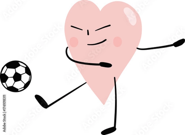 Fototapeta illustration of heart cute cartoon kick football png file