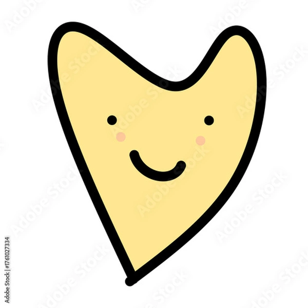 Fototapeta Happy Cartoon Heart Character on Black Background with Cheerful Facial Expression