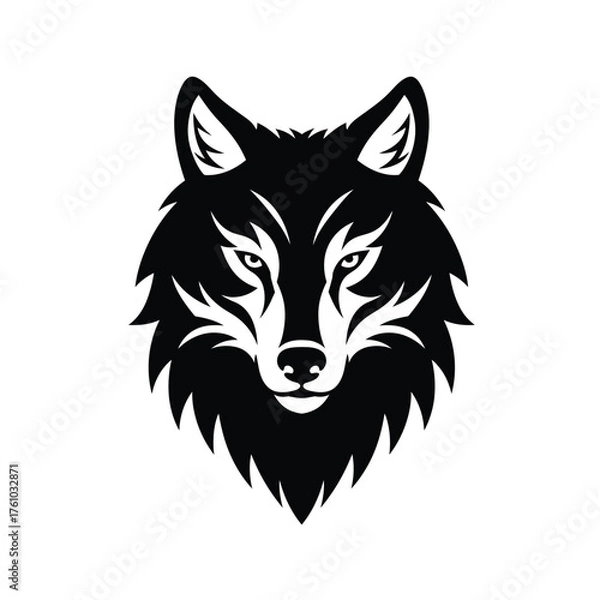 Fototapeta Black wolf head graphic illustration animal white vector