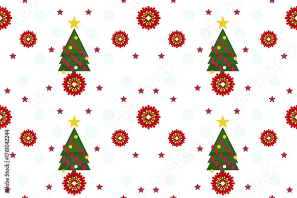 Fototapeta christmas card with christmas tree. seamless geometric ethnic pattern.Native American tribal fabric,design illustration vector for woven textile printing,tile,cards,picture books, boho indian ornament