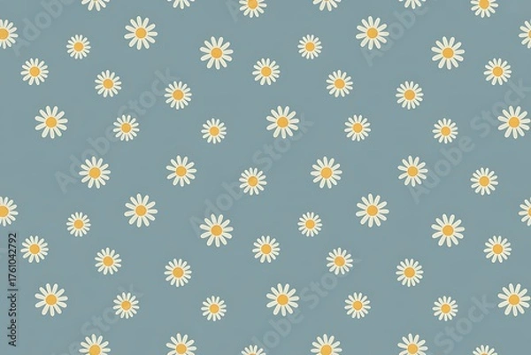 Fototapeta Seamless pattern of small daisies on a blue background image stock