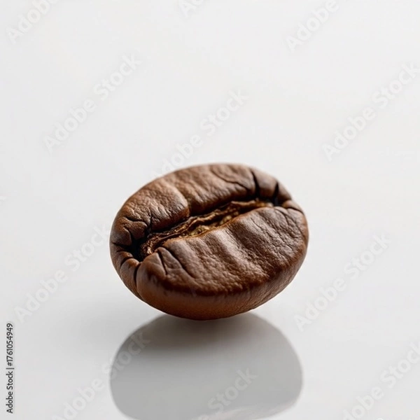 Fototapeta AI Generated – Single Coffee Bean with Reflection on Glossy Surface