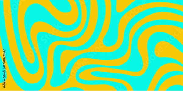 Obraz Abstract horizontal background with colorful waves. Trendy vector illustration in style retro 60s, 70s. Pastel colors