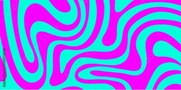 Obraz Abstract horizontal background with colorful waves. Trendy vector illustration in style retro 60s, 70s. Pastel colors