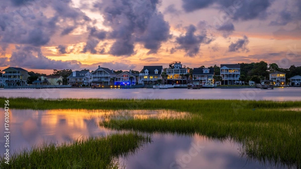 Obraz sunset over the river