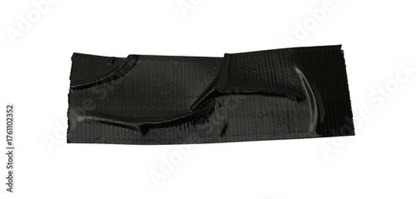 Obraz black torn tape isolated transparent background, black adhesive tape texture black scotch plastic

