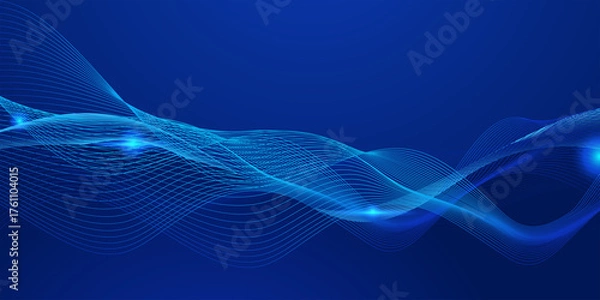Obraz Abstract digital wave of particles. Futuristic point wave. Technology background vector. Vector illustration
