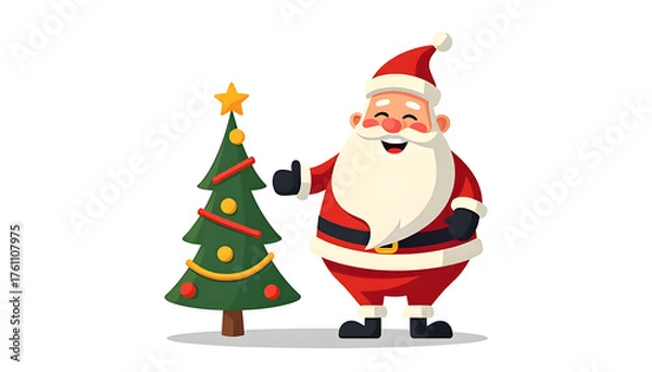 Obraz ilustration santa claus with christmas tree