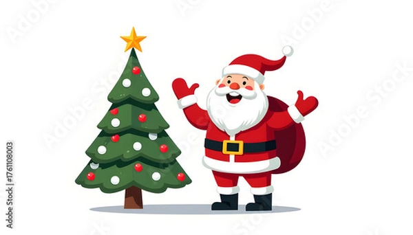 Obraz ilustration santa claus with christmas tree