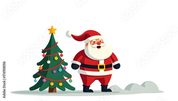 Obraz ilustration santa claus with christmas tree