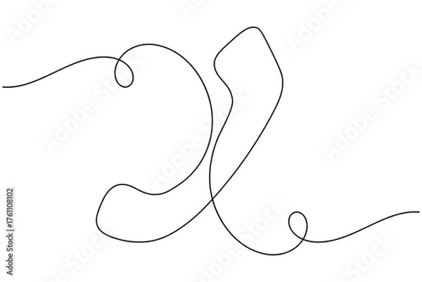 Obraz Communication call icon continuous one line drawing on white background minimal mobile and telephone outline vector illustration