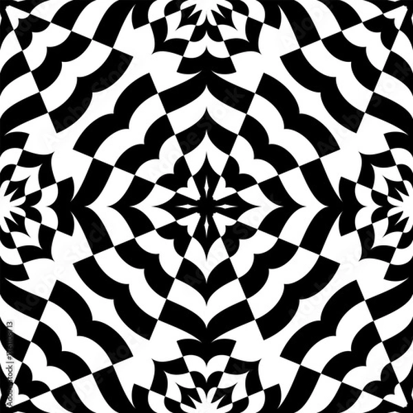 Fototapeta Abstract Seamless Geometric Pattern. Black and White Texture.