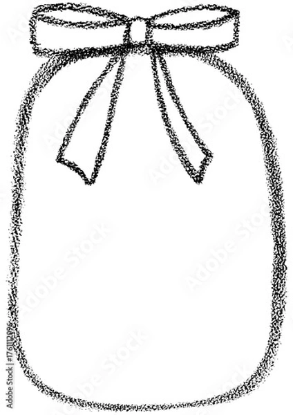 Obraz Chalk or crayon frame with bow and ribbon. Hand draw vector illustration for design template birthday, Christmas, wedding card, invitation, menu, poster, sale tag.