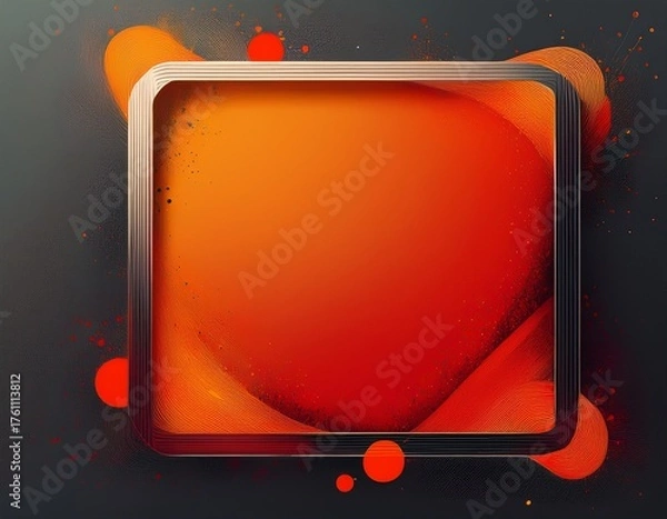 Fototapeta abstrakcyjna kwadratowa ramka w kolorze czerwono pomara czowym plama pod kwadratow ram t o dla logo baneru lub postu w mediach spo eczno ciowych