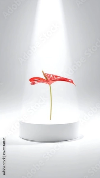 Obraz Red flower on pedestal