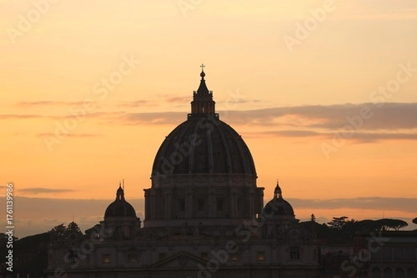 Obraz St. Peter’s Basilica at Sunset, Vatican City