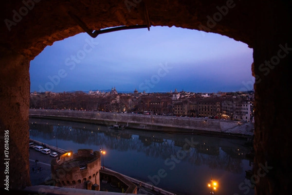 Fototapeta Twilight View of the Tiber River from Castel Sant’Angelo