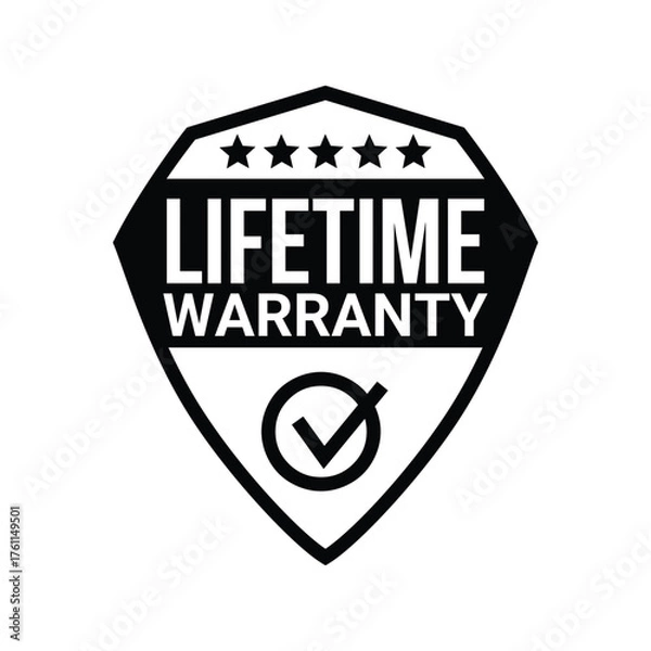 Fototapeta lifetime warranty label with shield design.