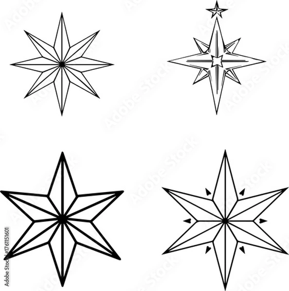 Fototapeta Star Line Icon – Five Pointed Star Outline for Rating, Holiday, and Design Projects