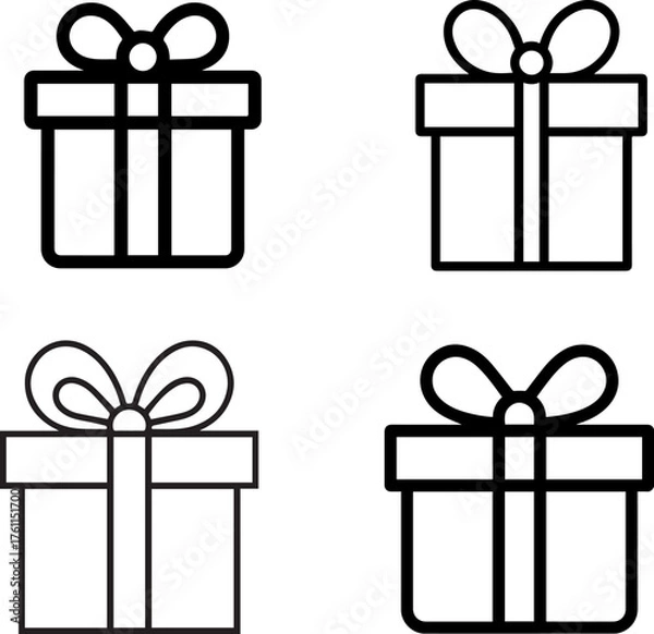 Fototapeta Minimalist gift box line icon perfect for birthday, holiday, and celebration themes. Ideal for greeting cards, ecommerce promotions, festive posters, and event invitations. Clean outline style suitabl