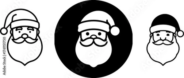 Fototapeta Simple and clean Santa Claus face line icon with hat and beard. Perfect for Christmas greeting cards, winter promotions, and holiday branding projects. Ideal for festive designs, icons, and vector ill
