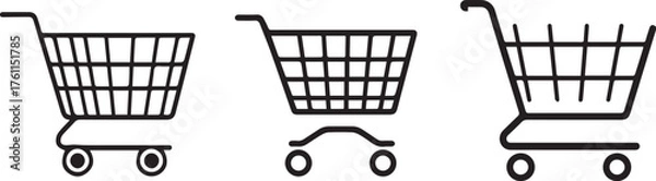 Fototapeta Shopping Cart Line Icon – Minimalist E-commerce Basket Symbol